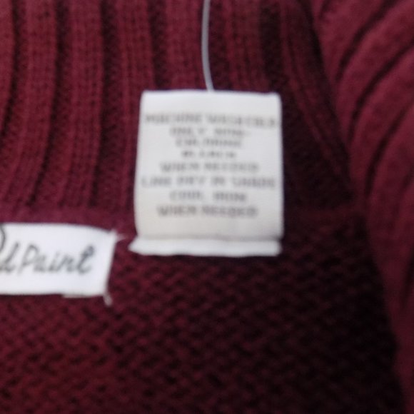 Woman's Burgundy Cropped Cable Knit Button Front Sweater - Small - Picture 3 of 6